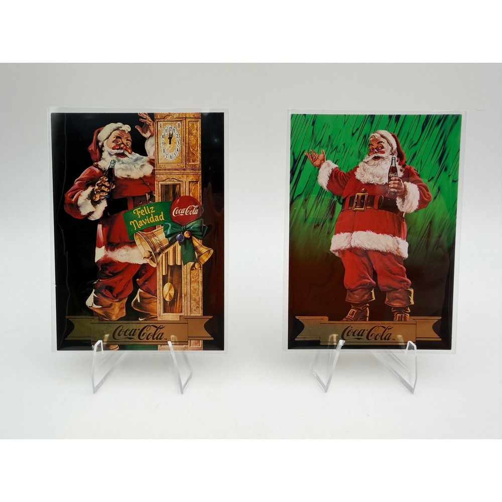 Coca-Cola Series 3 Santa Trading Cards 1958 1973 Haddon Sundblom Set of 2
